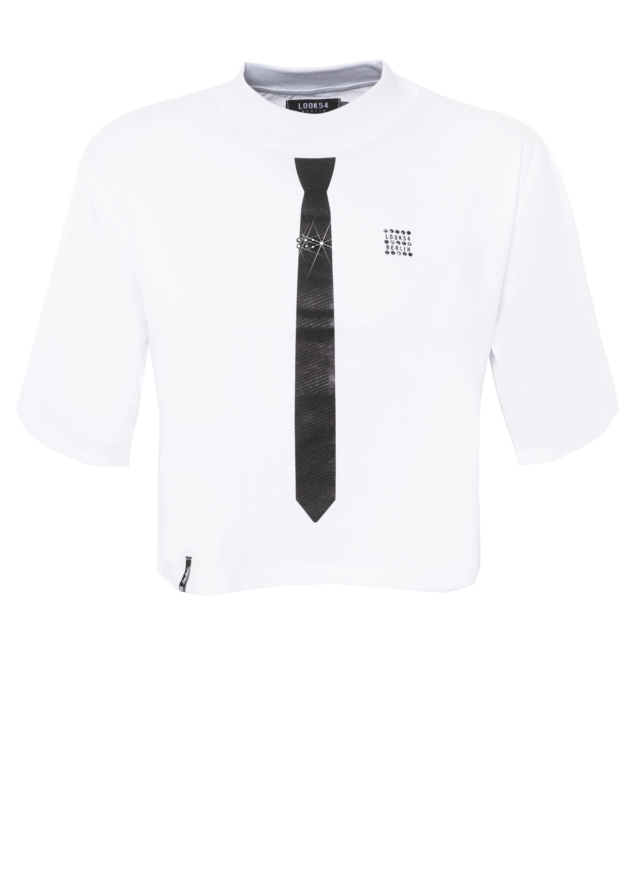 Black Tie Oversized Crop-Shirt